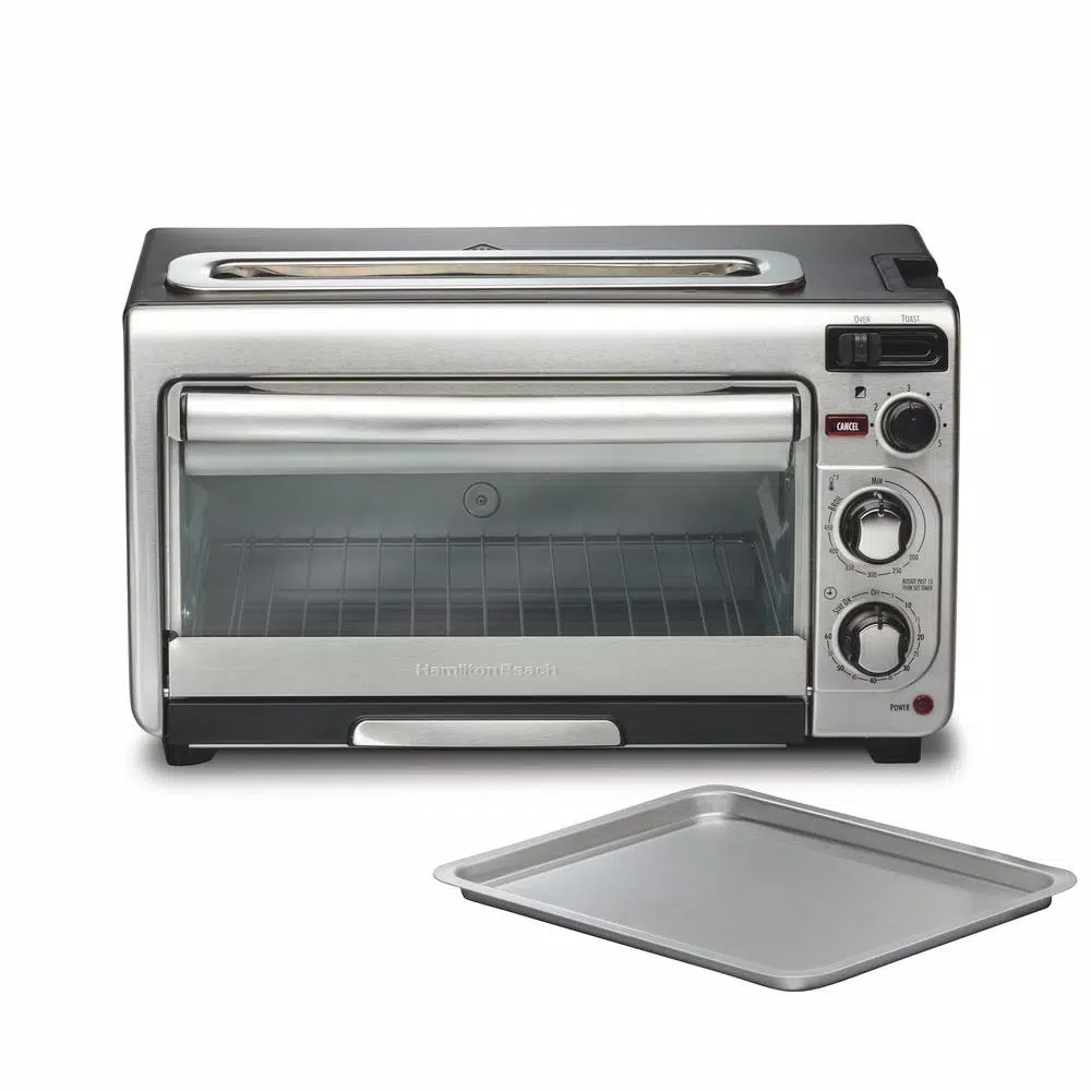 Toasters Hamilton Beach 2 In 1 1450 W 4-Slice Silver Toaster Oven With 2-Slice Toaster Slots 3 Toasters Hamilton Beach 2 In 1 1450 W 4-Slice Silver Toaster Oven With 2-Slice Toaster Slots
