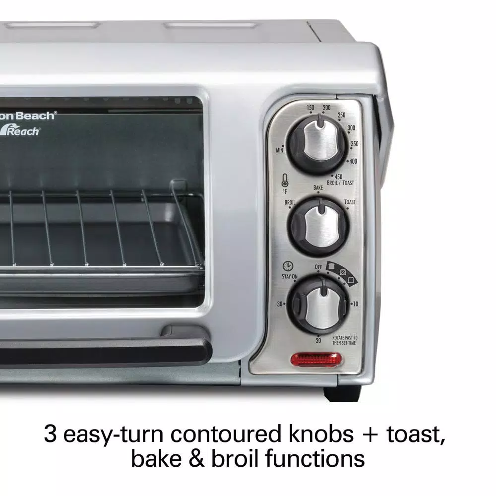 Toasters Hamilton Beach Easy Reach 1200 W 4-Slice Silver Toaster Oven With Roll Top Door 8 Toasters Hamilton Beach Easy Reach 1200 W 4-Slice Silver Toaster Oven With Roll Top Door - Image 6