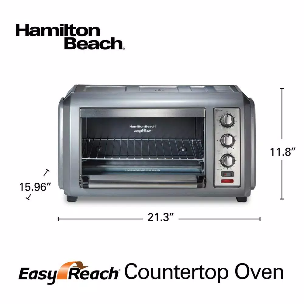 Toasters Hamilton Beach Easy Reach 1500-Watts 6-Slice Grey Toaster Oven With Roll-Top Door 4 Toasters Hamilton Beach Easy Reach 1500-Watts 6-Slice Grey Toaster Oven With Roll-Top Door - Image 2