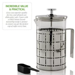Coffee Makers Ovente 3-Cup Silver Borosilicate Glass Heat-Resistant Cafetiere French Press Coffee And Tea Maker With Free Measuring Scoop 11 Coffee Makers Ovente 3-Cup Silver Borosilicate Glass Heat-Resistant Cafetiere French Press Coffee And Tea Maker With Free Measuring Scoop -Dessert Makers Popular Store silver ovente french presses fss27p 4f 1000