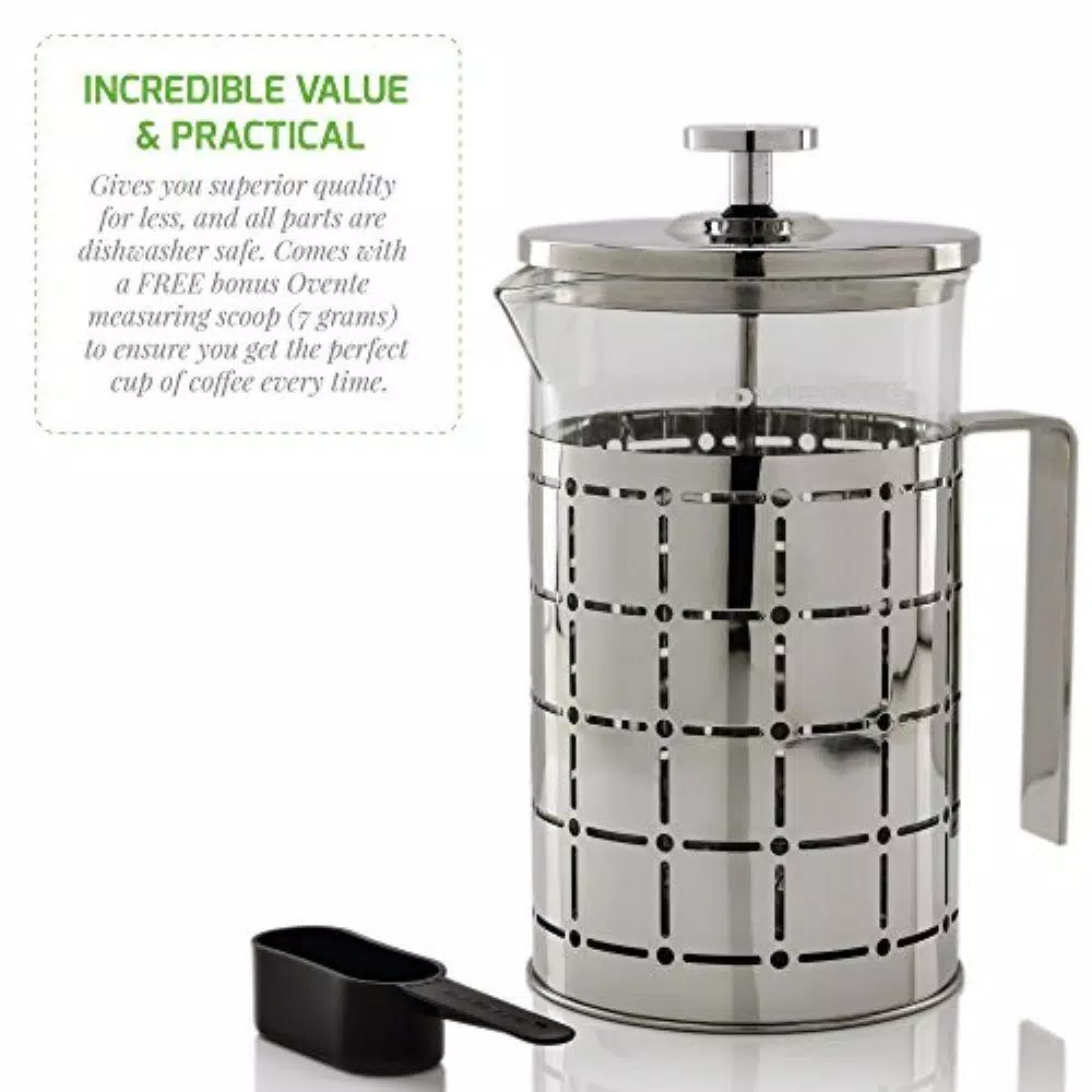 Coffee Makers Ovente 3-Cup Silver Borosilicate Glass Heat-Resistant Cafetiere French Press Coffee And Tea Maker With Free Measuring Scoop 5 Coffee Makers Ovente 3-Cup Silver Borosilicate Glass Heat-Resistant Cafetiere French Press Coffee And Tea Maker With Free Measuring Scoop - Image 3