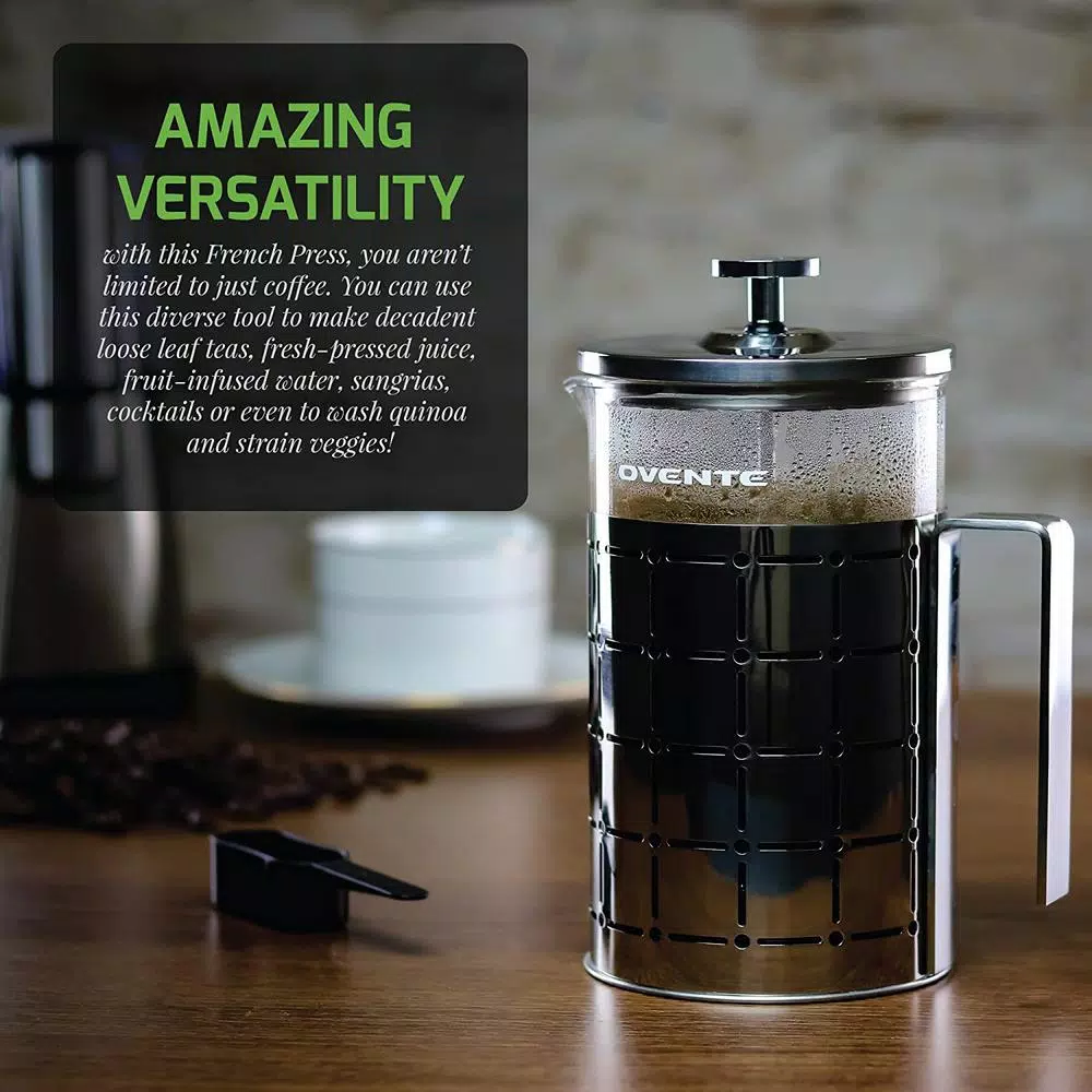 Coffee Makers Ovente 3-Cup Silver Borosilicate Glass Heat-Resistant Cafetiere French Press Coffee And Tea Maker With Free Measuring Scoop 8 Coffee Makers Ovente 3-Cup Silver Borosilicate Glass Heat-Resistant Cafetiere French Press Coffee And Tea Maker With Free Measuring Scoop - Image 6
