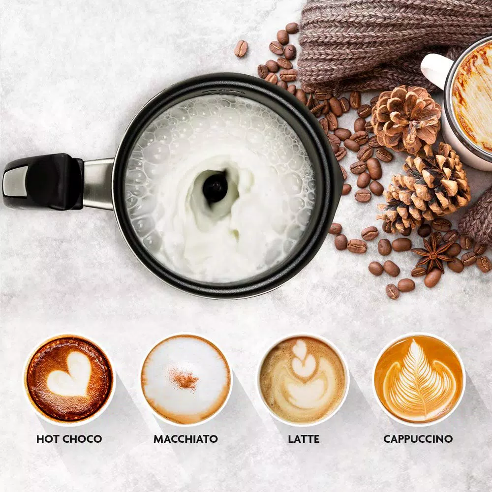 Coffee Makers Ovente 8 Oz. Silver Automatic Electric Milk Frother And Steamer Hot Or Cold Froth Functionality Foam Maker And Warmer 10 Coffee Makers Ovente 8 Oz. Silver Automatic Electric Milk Frother And Steamer Hot Or Cold Froth Functionality Foam Maker And Warmer - Image 8