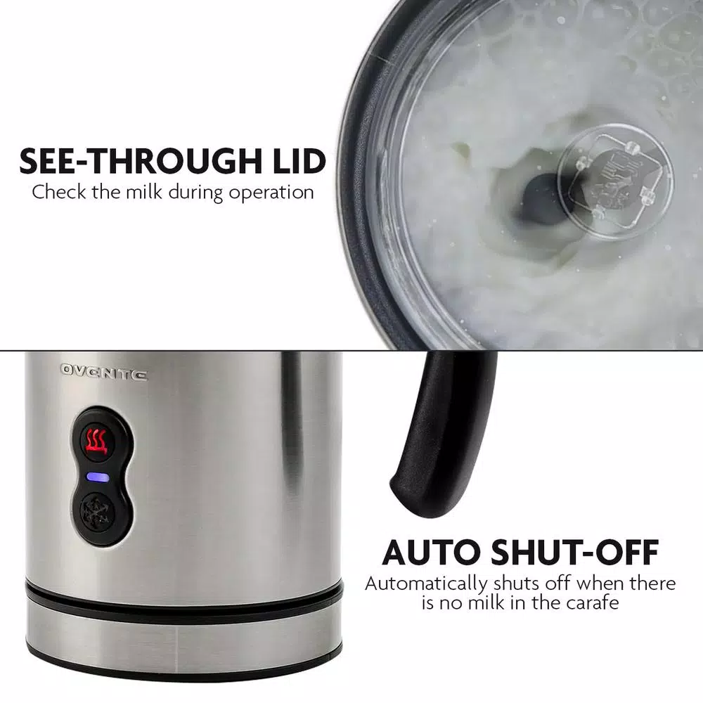 Coffee Makers Ovente 8 Oz. Silver Automatic Electric Milk Frother And Steamer Hot Or Cold Froth Functionality Foam Maker And Warmer 7 Coffee Makers Ovente 8 Oz. Silver Automatic Electric Milk Frother And Steamer Hot Or Cold Froth Functionality Foam Maker And Warmer - Image 5