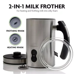 Coffee Makers Ovente 8 Oz. Silver Automatic Electric Milk Frother And Steamer Hot Or Cold Froth Functionality Foam Maker And Warmer 11 Coffee Makers Ovente 8 Oz. Silver Automatic Electric Milk Frother And Steamer Hot Or Cold Froth Functionality Foam Maker And Warmer -Dessert Makers Popular Store silver ovente milk frothers fr3608br c3 1000