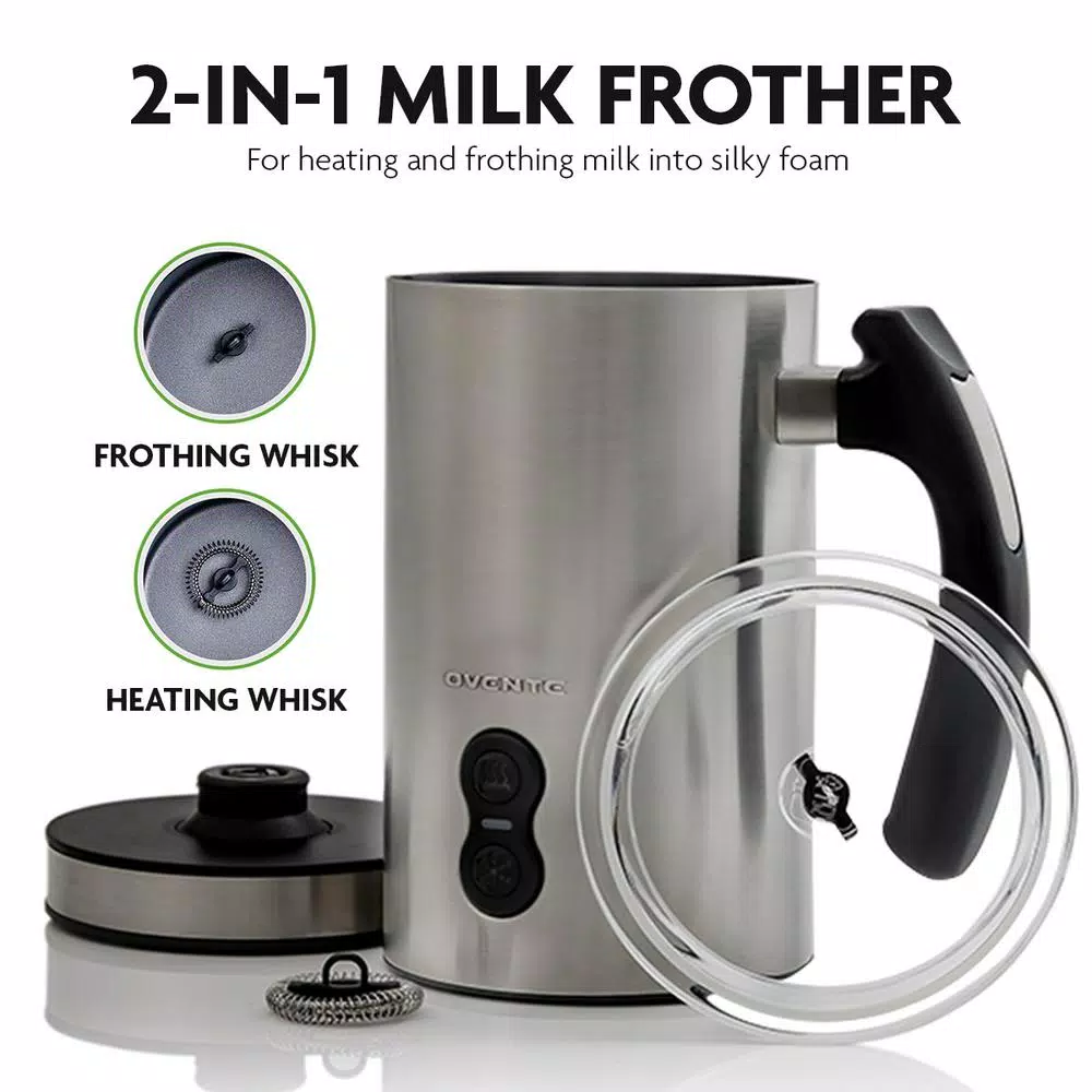 Coffee Makers Ovente 8 Oz. Silver Automatic Electric Milk Frother And Steamer Hot Or Cold Froth Functionality Foam Maker And Warmer 4 Coffee Makers Ovente 8 Oz. Silver Automatic Electric Milk Frother And Steamer Hot Or Cold Froth Functionality Foam Maker And Warmer - Image 2