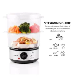 Cookers Ovente 20-Cup Silver 2-Tier Food Steamer With Stainless Steel Base And Plastic Containers 13 Cookers Ovente 20-Cup Silver 2-Tier Food Steamer With Stainless Steel Base And Plastic Containers -Dessert Makers Popular Store silver ovente rice cookers fs62s 1f 1000