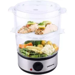 Cookers Ovente 20-Cup Silver 2-Tier Food Steamer With Stainless Steel Base And Plastic Containers 17 Cookers Ovente 20-Cup Silver 2-Tier Food Steamer With Stainless Steel Base And Plastic Containers -Dessert Makers Popular Store silver ovente rice cookers fs62s 31 1000