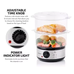 Cookers Ovente 20-Cup Silver 2-Tier Food Steamer With Stainless Steel Base And Plastic Containers 11 Cookers Ovente 20-Cup Silver 2-Tier Food Steamer With Stainless Steel Base And Plastic Containers -Dessert Makers Popular Store silver ovente rice cookers fs62s c3 1000