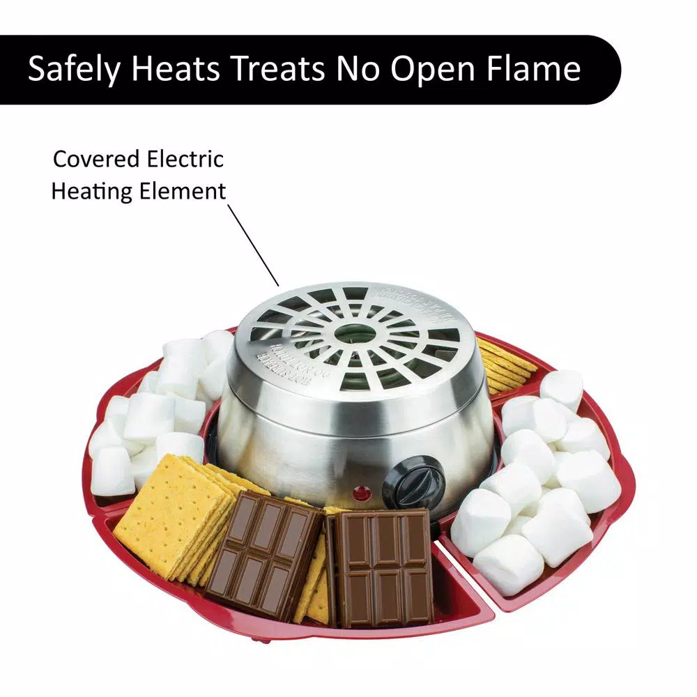 Dessert Makers Brentwood Appliances Silver/Red Indoor Electric Stainless Steel S’mores Maker With 4-Trays And 4-Roasting Forks 6 Dessert Makers Brentwood Appliances Silver/Red Indoor Electric Stainless Steel S’mores Maker With 4-Trays And 4-Roasting Forks - Image 4