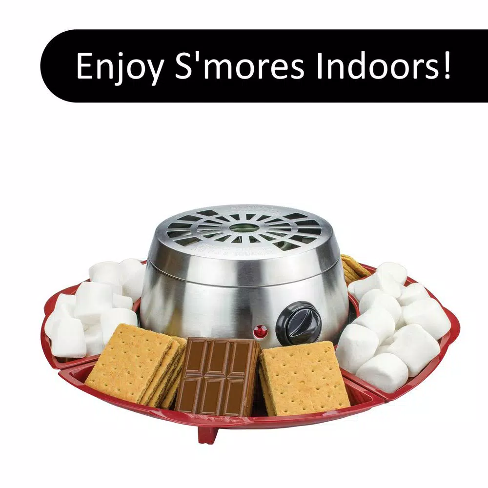 Dessert Makers Brentwood Appliances Silver/Red Indoor Electric Stainless Steel S’mores Maker With 4-Trays And 4-Roasting Forks 4 Dessert Makers Brentwood Appliances Silver/Red Indoor Electric Stainless Steel S’mores Maker With 4-Trays And 4-Roasting Forks - Image 2