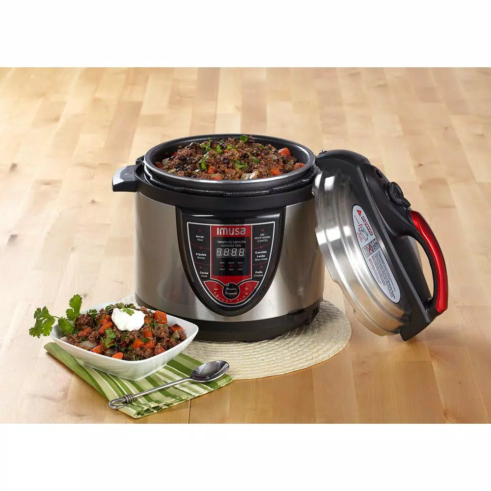 Cookers IMUSA 5 Qt. Silver And Red Electric Pressure Cooker With Locking Lid 7 Cookers IMUSA 5 Qt. Silver And Red Electric Pressure Cooker With Locking Lid - Image 5