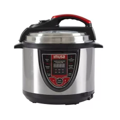Cookers IMUSA 5 Qt. Silver And Red Electric Pressure Cooker With Locking Lid
