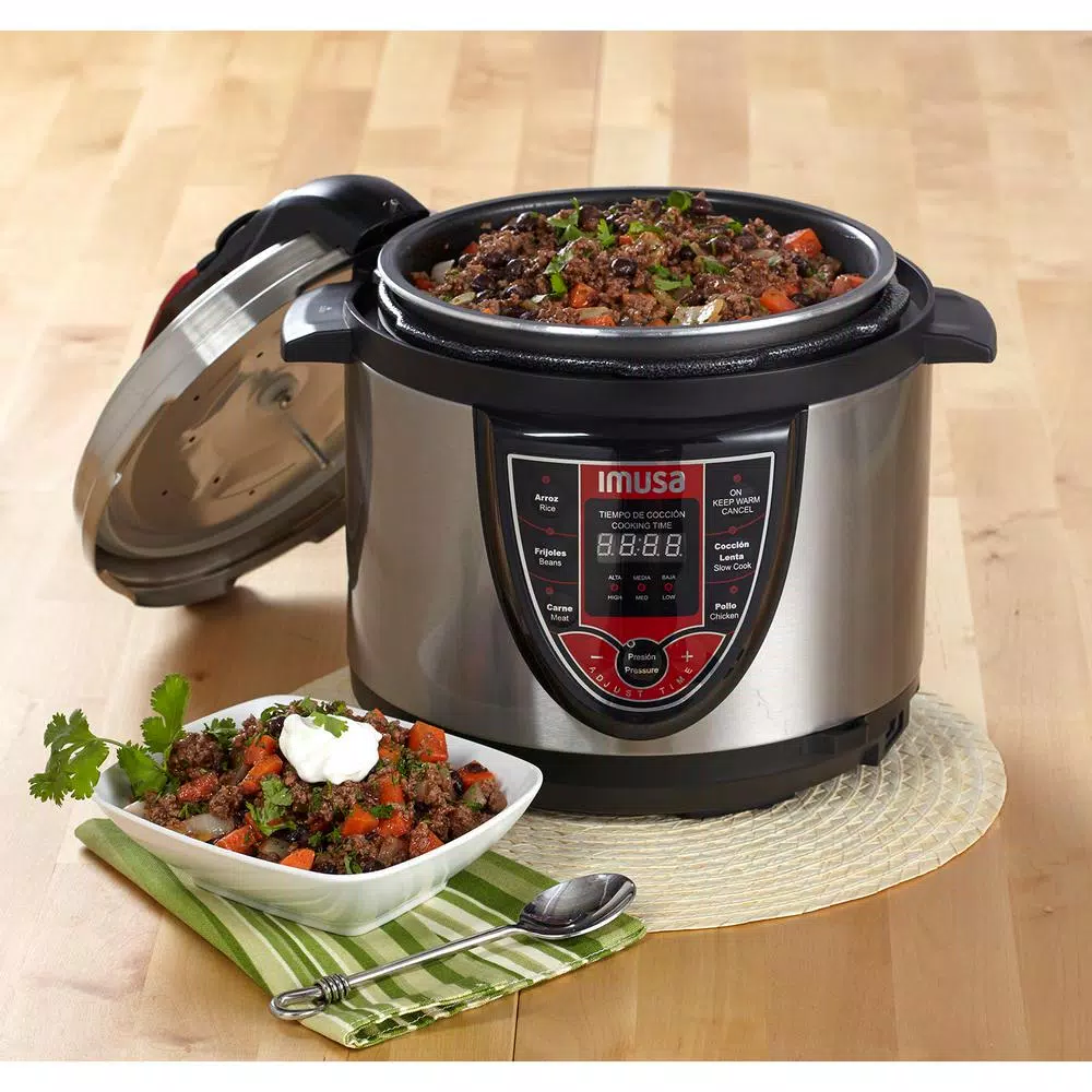 Cookers IMUSA 5 Qt. Silver And Red Electric Pressure Cooker With Locking Lid 4 Cookers IMUSA 5 Qt. Silver And Red Electric Pressure Cooker With Locking Lid - Image 2