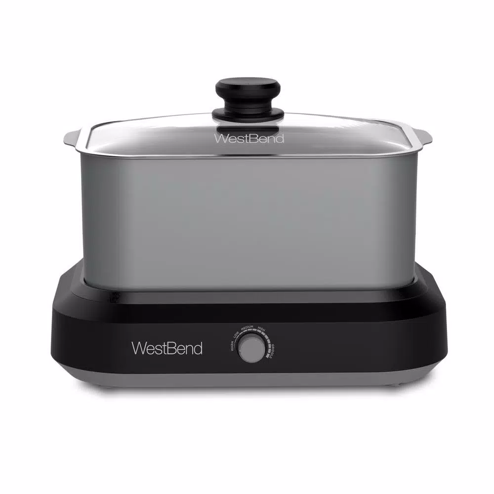 Cookers West Bend 6 Qt. Silver Non-Stick Versatility Slow Cooker With 5-Temperature Settings Includes Travel Lid And Thermal Tote 3 Cookers West Bend 6 Qt. Silver Non-Stick Versatility Slow Cooker With 5-Temperature Settings Includes Travel Lid And Thermal Tote