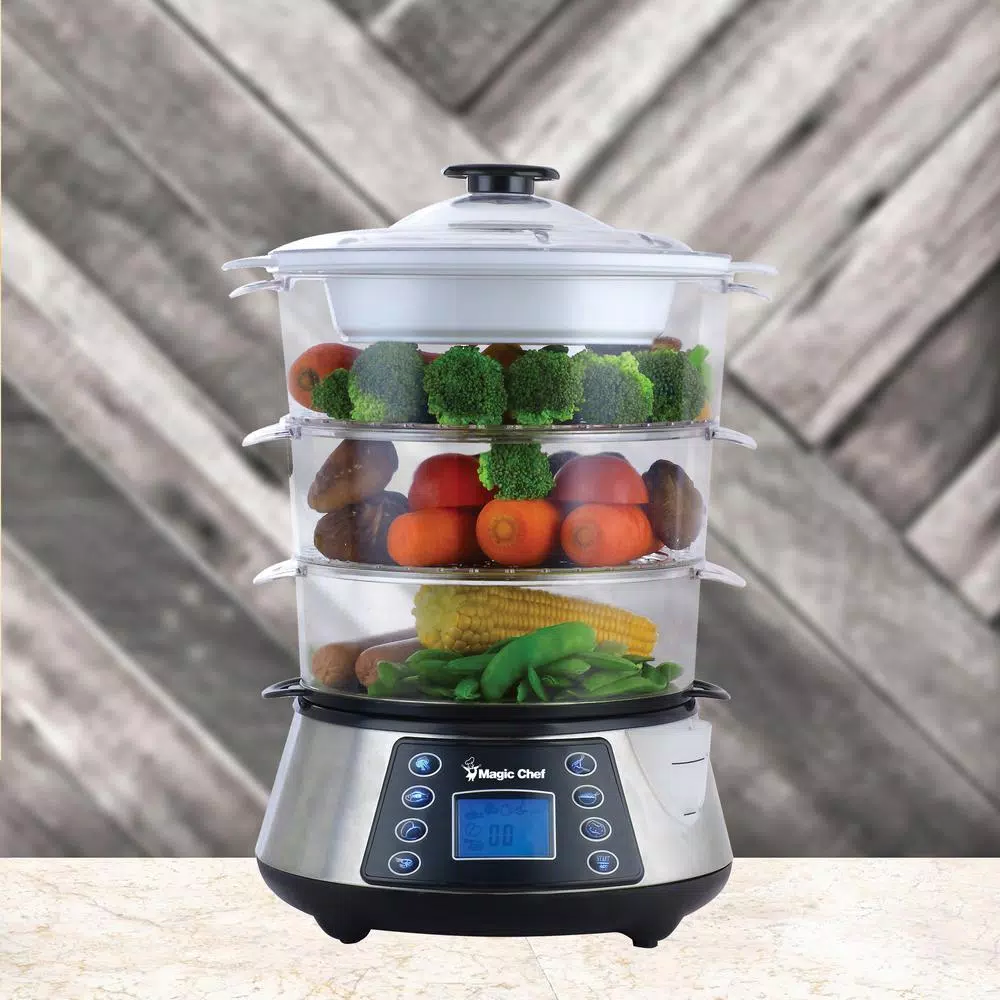 Cookers Magic Chef 3-Tier 12 Qt. Stainless Steel Countertop Food Steamer And Rice Cooker 7 Cookers Magic Chef 3-Tier 12 Qt. Stainless Steel Countertop Food Steamer And Rice Cooker - Image 5