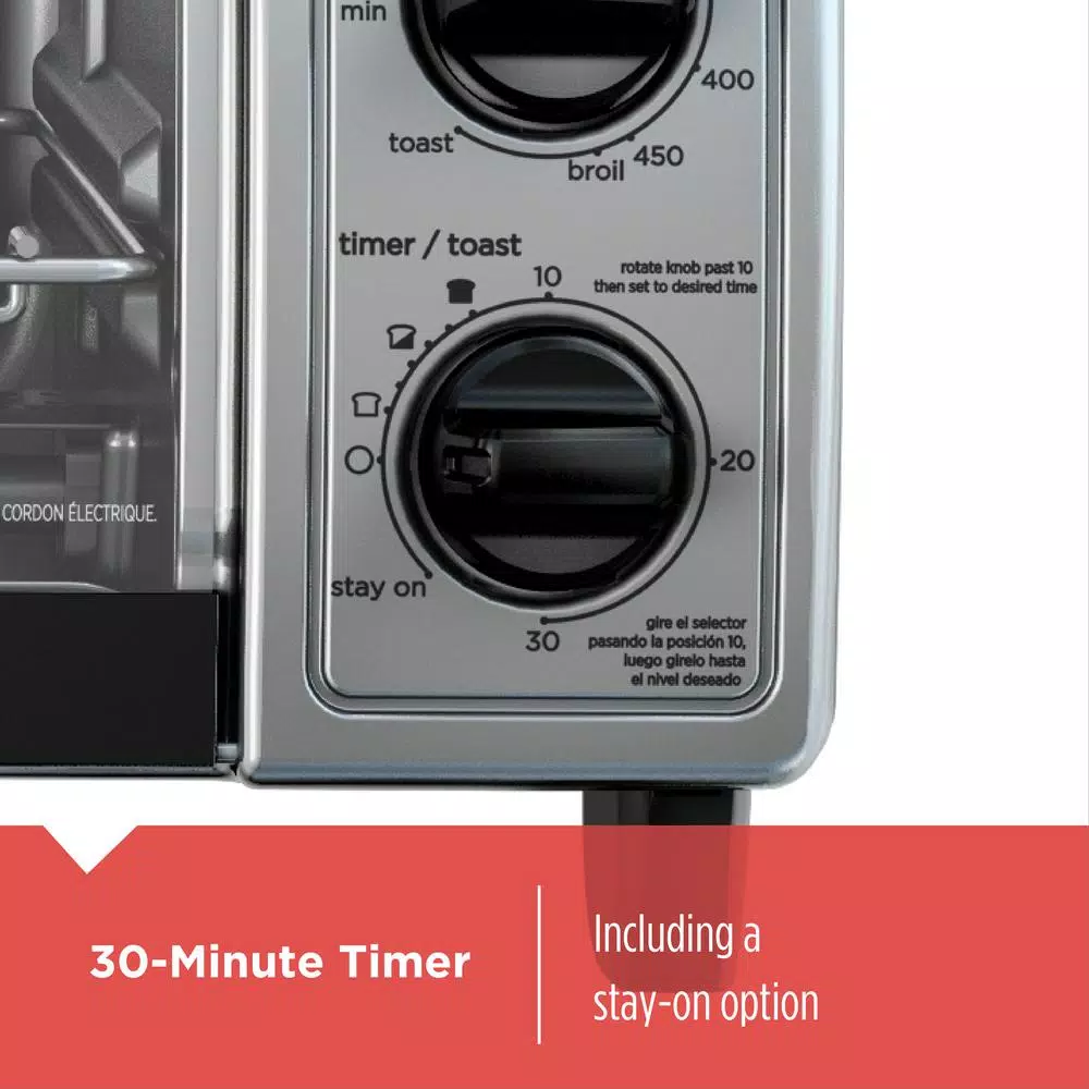 Toasters BLACK+DECKER 1150 W 4-Slice Black Stainless Steel Toaster Oven With Temperature Control 7 Toasters BLACK+DECKER 1150 W 4-Slice Black Stainless Steel Toaster Oven With Temperature Control - Image 5