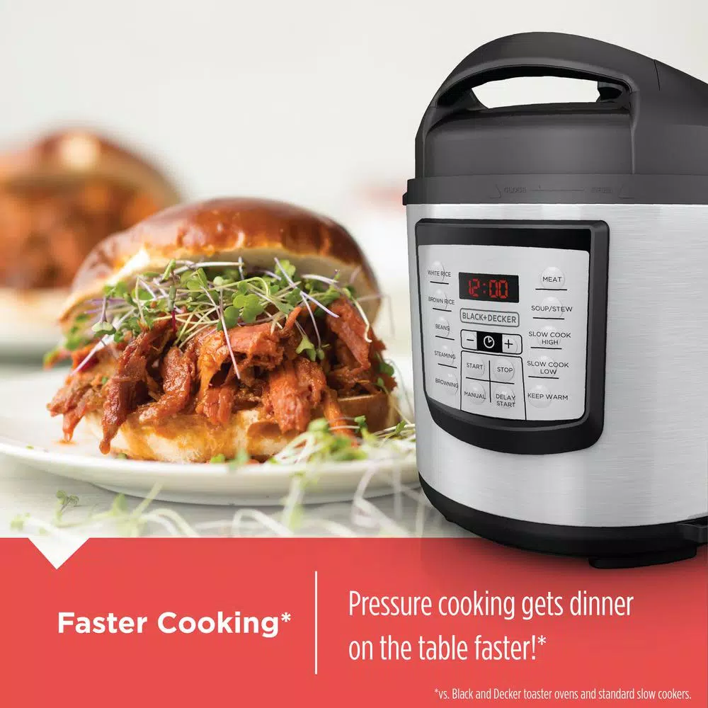 Cookers BLACK+DECKER 6 Qt. Stainless Steel Electric Pressure Cooker With Non-Stick Metal Insert 6 Cookers BLACK+DECKER 6 Qt. Stainless Steel Electric Pressure Cooker With Non-Stick Metal Insert - Image 4