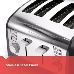 Toasters BLACK+DECKER 4-Slice Stainless Steel Wide Slot Toaster With Crumb Tray 13 Toasters BLACK+DECKER 4-Slice Stainless Steel Wide Slot Toaster With Crumb Tray -Dessert Makers Popular Store stainless steel black decker pop up toasters t4030 44 1000