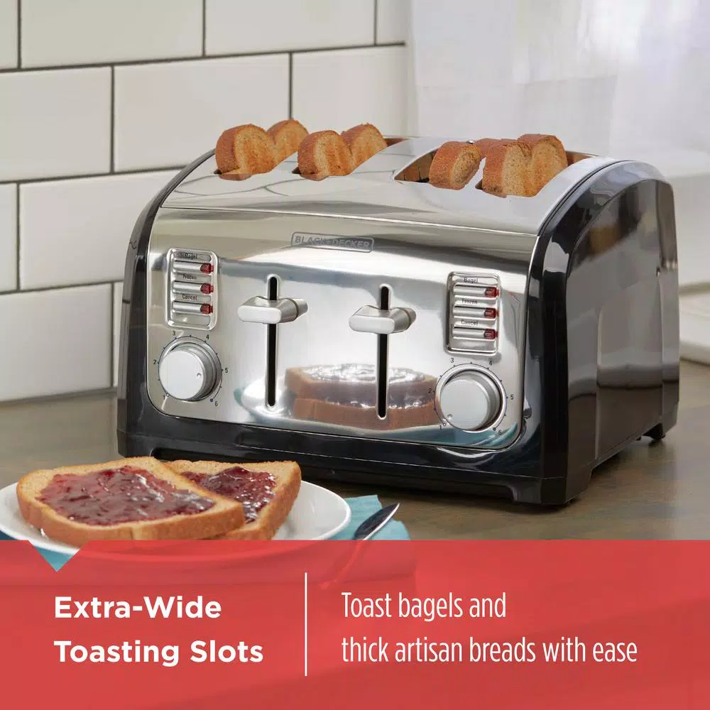 Toasters BLACK+DECKER 4-Slice Stainless Steel Wide Slot Toaster With Crumb Tray 8 Toasters BLACK+DECKER 4-Slice Stainless Steel Wide Slot Toaster With Crumb Tray - Image 6