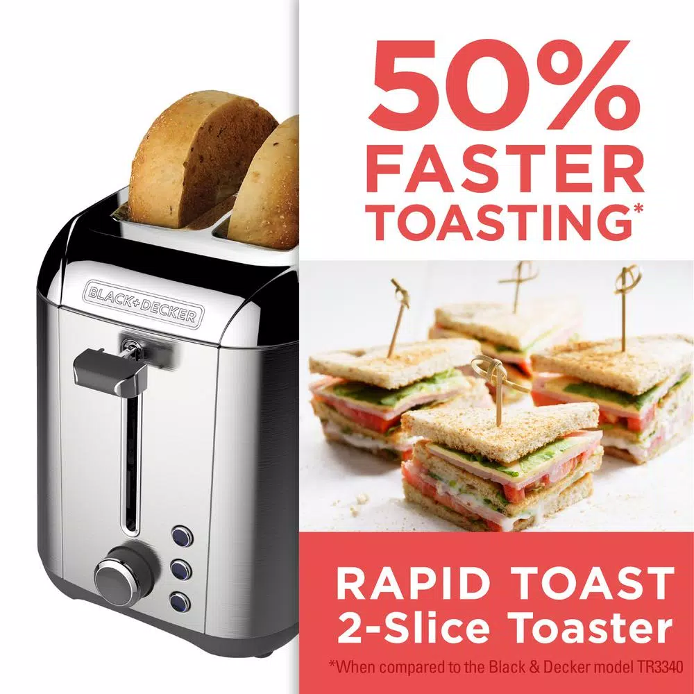 Toasters BLACK+DECKER Rapid Toast 2-Slice Stainless Steel Wide Slot Toaster 7 Toasters BLACK+DECKER Rapid Toast 2-Slice Stainless Steel Wide Slot Toaster - Image 5