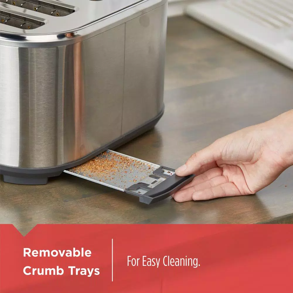 Toasters BLACK+DECKER 4-Slice Stainless Steel Extra-Wide Slot Toaster With Crumb Tray 8 Toasters BLACK+DECKER 4-Slice Stainless Steel Extra-Wide Slot Toaster With Crumb Tray - Image 6