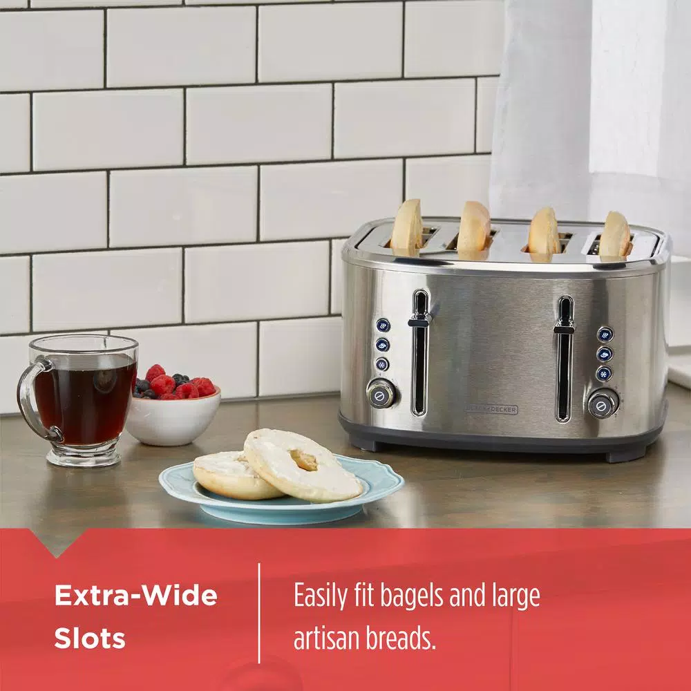 Toasters BLACK+DECKER 4-Slice Stainless Steel Extra-Wide Slot Toaster With Crumb Tray 9 Toasters BLACK+DECKER 4-Slice Stainless Steel Extra-Wide Slot Toaster With Crumb Tray - Image 7