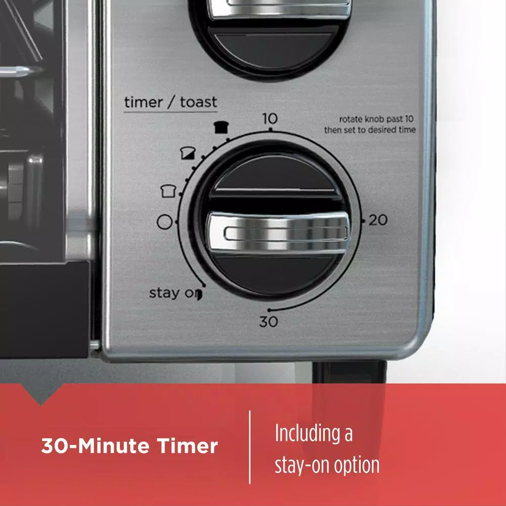 Toasters BLACK+DECKER 1150 W 4-Slice Stainless Steel Convection Toaster Oven With Built-In Timer 9 Toasters BLACK+DECKER 1150 W 4-Slice Stainless Steel Convection Toaster Oven With Built-In Timer - Image 7