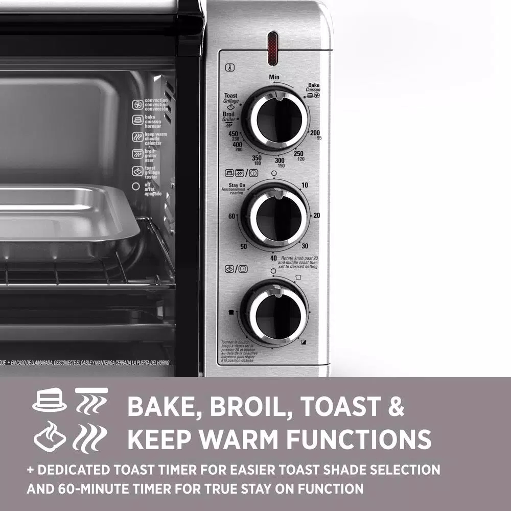 Toasters BLACK+DECKER 1500 W 6-Slice Stainless Steel Toaster Oven With Built-In Timer 9 Toasters BLACK+DECKER 1500 W 6-Slice Stainless Steel Toaster Oven With Built-In Timer - Image 7