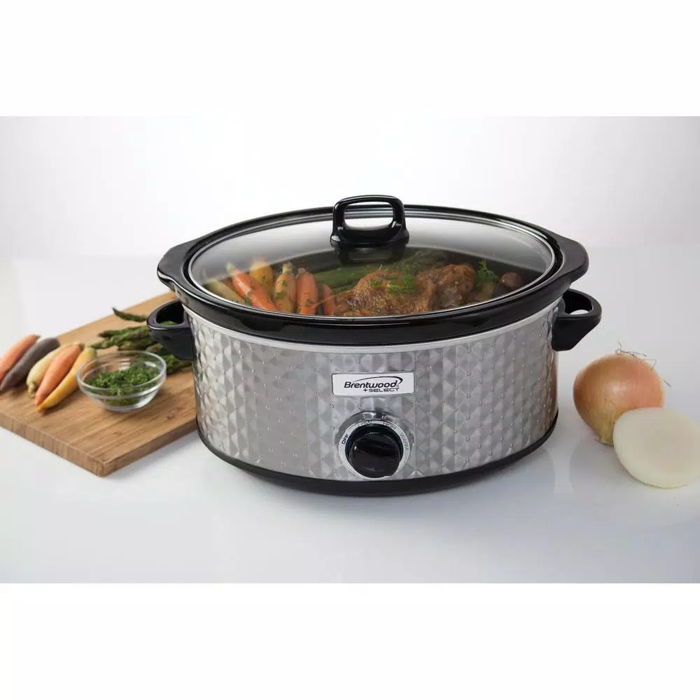 Cookers Brentwood Appliances Diamond 7 Qt. Stainless Steel Slow Cooker With Tempered Glass Lid 10 Cookers Brentwood Appliances Diamond 7 Qt. Stainless Steel Slow Cooker With Tempered Glass Lid - Image 8