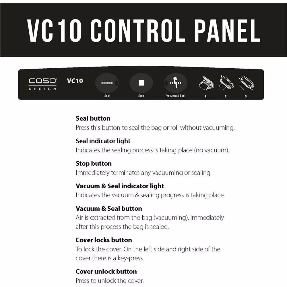 Food Processing CASO VC 10 Stainless Steel Food Vacuum Sealer With Food Management App And Food Vacuum Rolls (Set Of 2) 8 Food Processing CASO VC 10 Stainless Steel Food Vacuum Sealer With Food Management App And Food Vacuum Rolls (Set Of 2) - Image 6