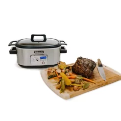 Cookers DeLonghi Livenza 6 Qt. Programmable Slow Cooker With Stovetop-Safe Pot 11 Cookers DeLonghi Livenza 6 Qt. Programmable Slow Cooker With Stovetop-Safe Pot -Dessert Makers Popular Store stainless steel delonghi slow cookers cks1660d 1f 1000