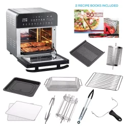 Toasters GoWISE USA 1700-Watts Electric Air Fryer Oven Grill Stainless Steel With Dual Heating Rotisserie And Dehydrator 10 Toasters GoWISE USA 1700-Watts Electric Air Fryer Oven Grill Stainless Steel With Dual Heating Rotisserie And Dehydrator -Dessert Makers Popular Store stainless steel gowise usa toaster ovens gw44805 c3 1000