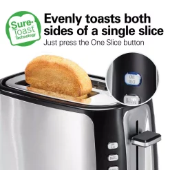 Toasters Hamilton Beach Sure Toast 800 W 2-Slice Stainless Steel Wide Slot Toaster -Dessert Makers Popular Store stainless steel hamilton beach pop up toasters 22820 4f 1000