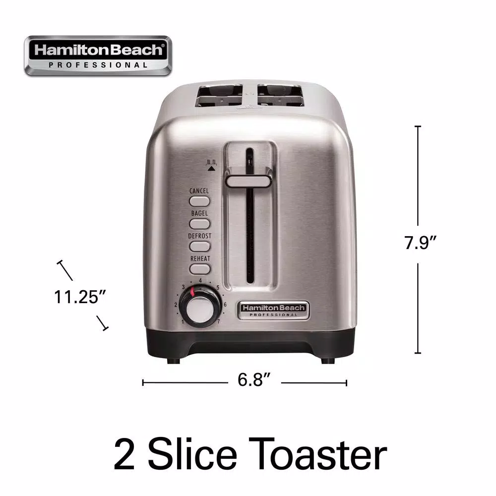 Toasters Hamilton Beach Pro 2-Slice Stainless Steel Wide Slot Toaster 4 Toasters Hamilton Beach Pro 2-Slice Stainless Steel Wide Slot Toaster - Image 2