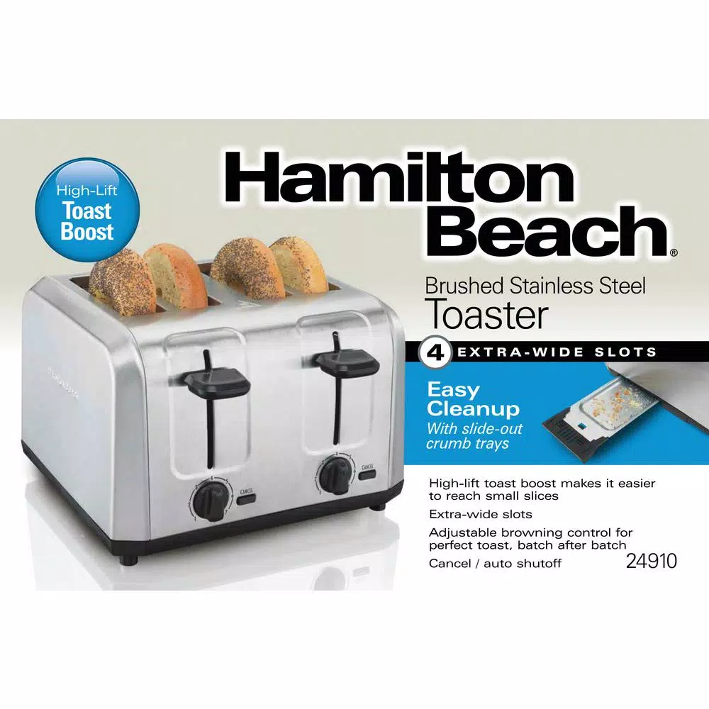 Toasters Hamilton Beach 4-Slice Stainless Steel Wide Slot Toaster 5 Toasters Hamilton Beach 4-Slice Stainless Steel Wide Slot Toaster - Image 3