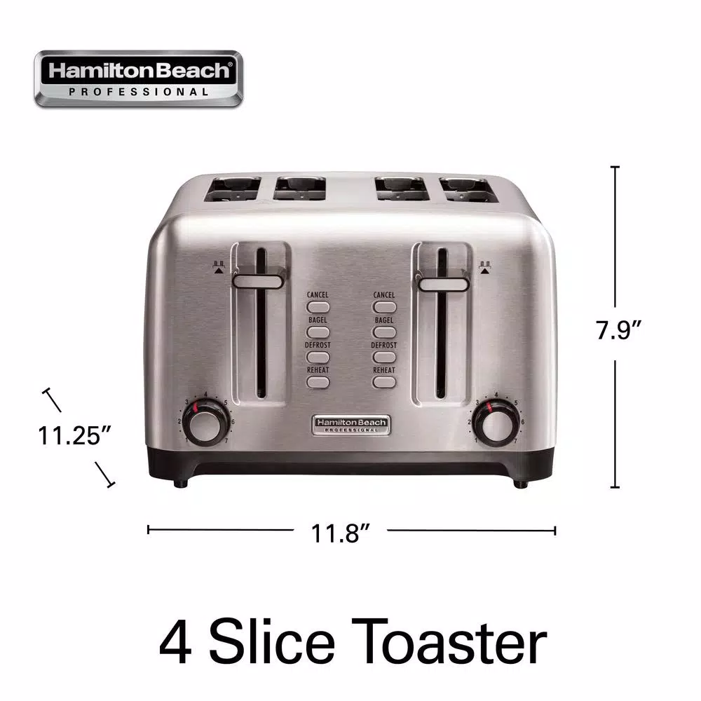 Toasters Hamilton Beach Pro 4-Slice Stainless Steel Wide Slot Toaster 4 Toasters Hamilton Beach Pro 4-Slice Stainless Steel Wide Slot Toaster - Image 2