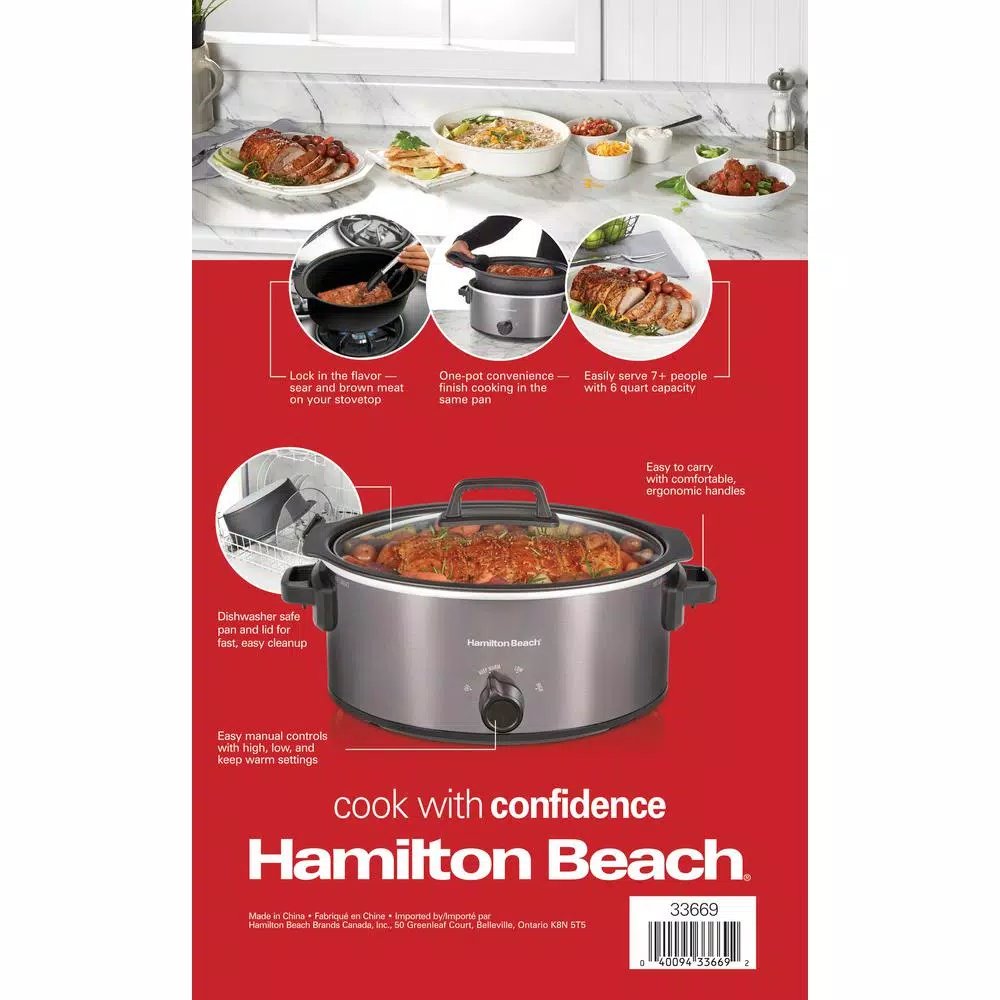 Cookers Hamilton Beach Stovetop Sear And Cook 6 Qt. Gray Slow Cooker 6 Cookers Hamilton Beach Stovetop Sear And Cook 6 Qt. Gray Slow Cooker - Image 4