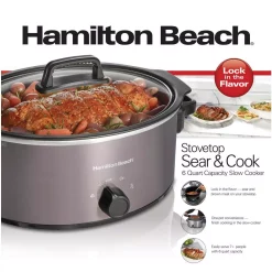 Cookers Hamilton Beach Stovetop Sear And Cook 6 Qt. Gray Slow Cooker 12 Cookers Hamilton Beach Stovetop Sear And Cook 6 Qt. Gray Slow Cooker -Dessert Makers Popular Store stainless steel hamilton beach slow cookers 33669 4f 1000