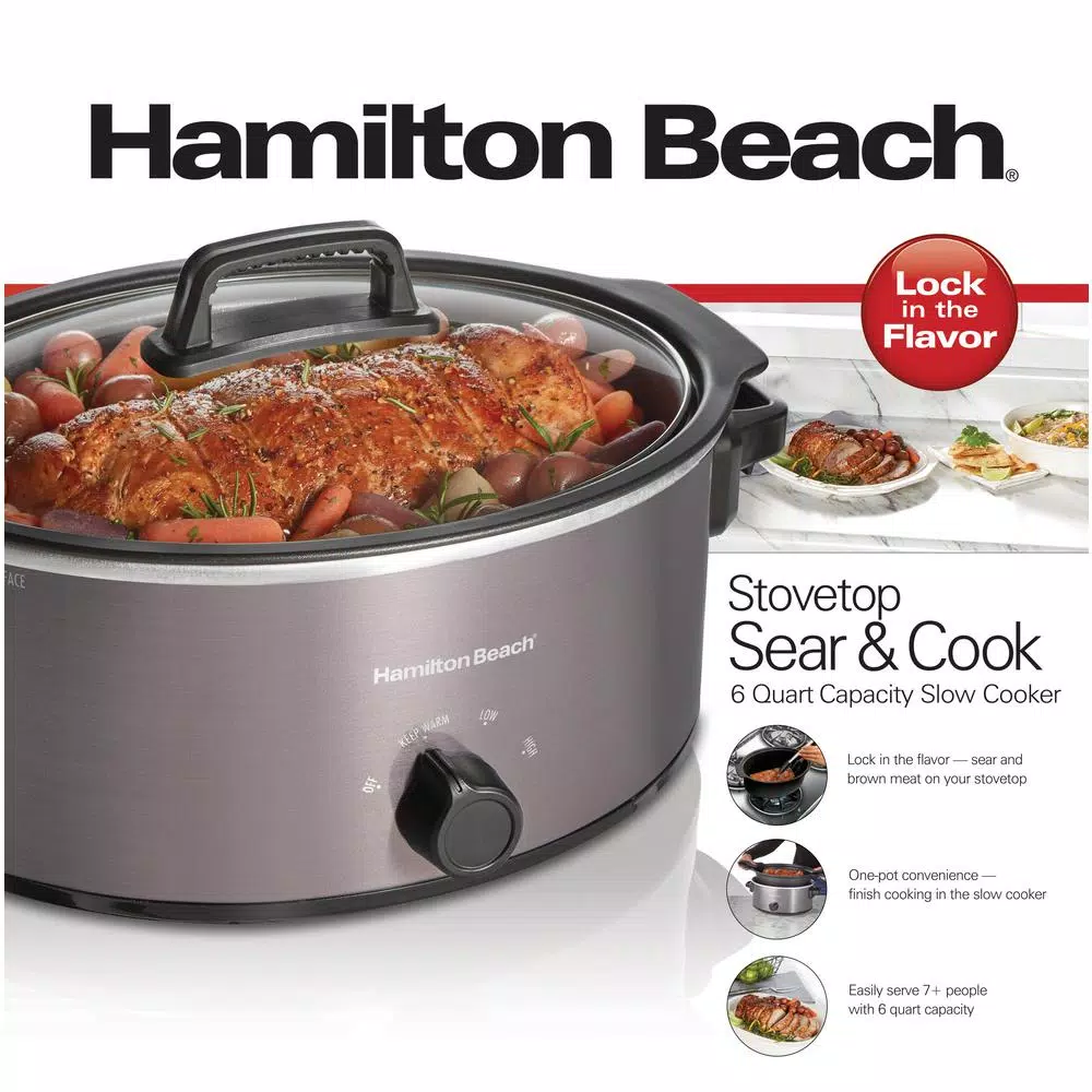 Cookers Hamilton Beach Stovetop Sear And Cook 6 Qt. Gray Slow Cooker 5 Cookers Hamilton Beach Stovetop Sear And Cook 6 Qt. Gray Slow Cooker - Image 3