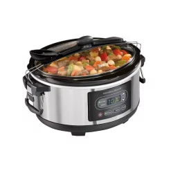 Cookers Hamilton Beach Stay Or Go 5 Qt. Stainless Steel Slow Cooker With Temperature Controls