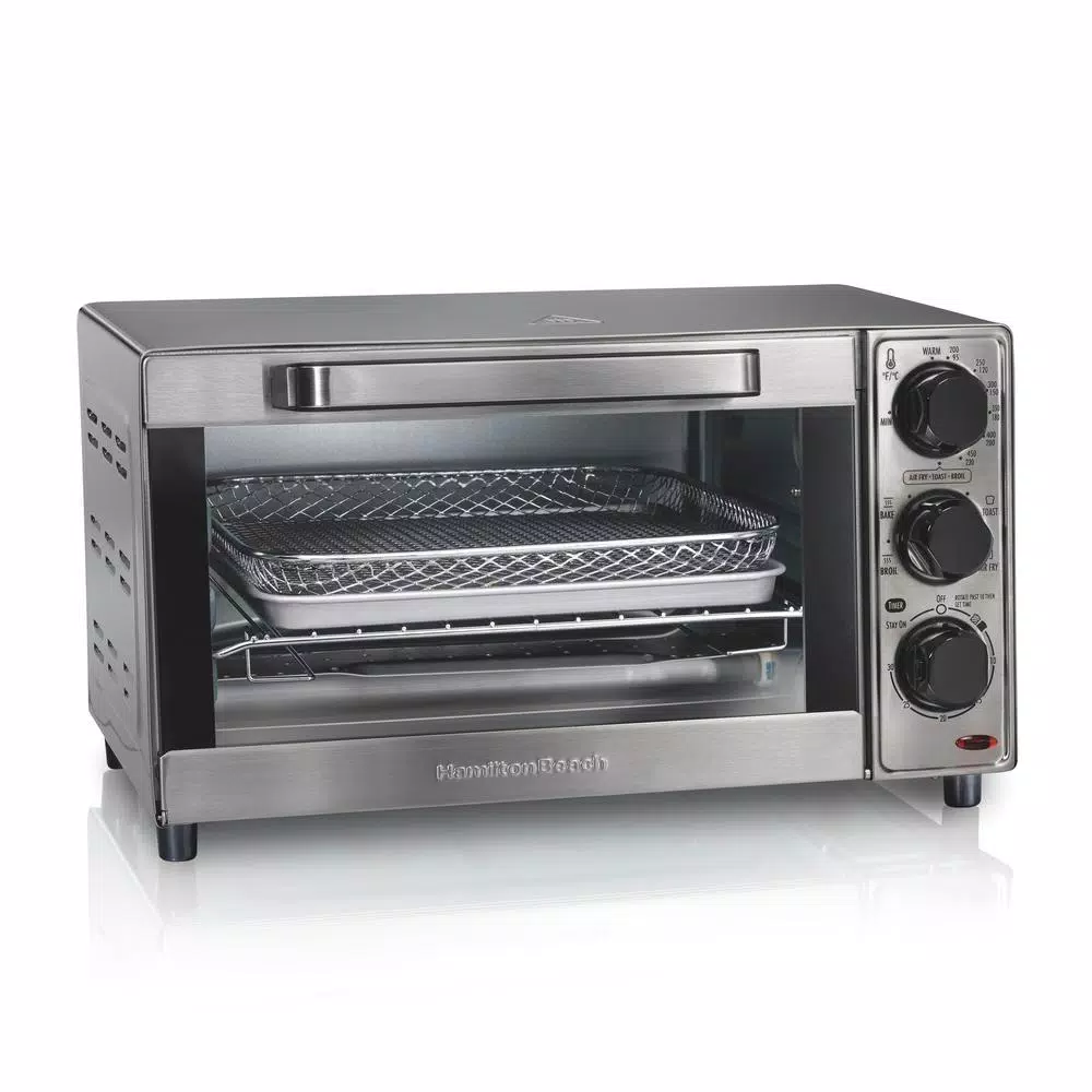 Toasters Hamilton Beach Sure Crisp 1120 W 4-Slice Stainless Steel Toaster Oven With Air Fry 3 Toasters Hamilton Beach Sure Crisp 1120 W 4-Slice Stainless Steel Toaster Oven With Air Fry