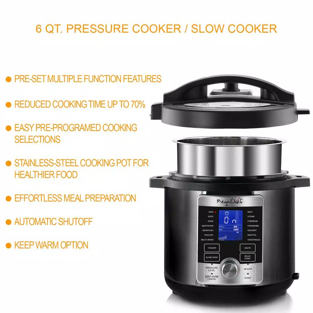 Cookers MegaChef 6 Qt. Stainless Steel Electric Pressure Cooker With Stainless Steel Pot 6 Cookers MegaChef 6 Qt. Stainless Steel Electric Pressure Cooker With Stainless Steel Pot - Image 4