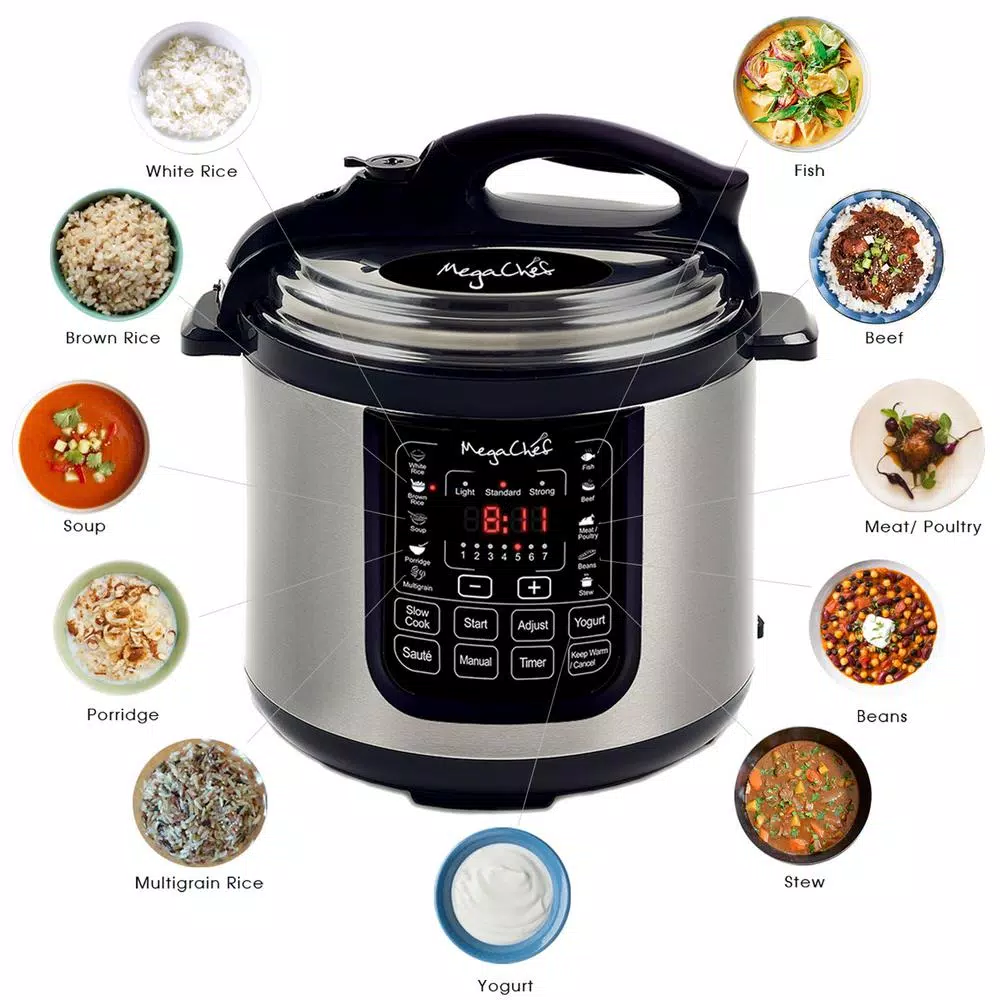Cookers MegaChef 8 Qt. Stainless Steel Electric Pressure Cooker With Stainless Steel Pot 4 Cookers MegaChef 8 Qt. Stainless Steel Electric Pressure Cooker With Stainless Steel Pot - Image 2
