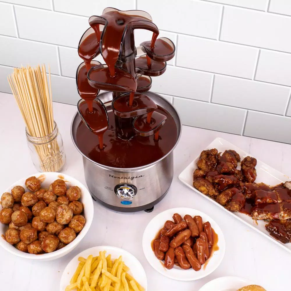 Dessert Makers Nostalgia 3-Tier Stainless Steel Cascading Fondue Fountain 4 Dessert Makers Nostalgia 3-Tier Stainless Steel Cascading Fondue Fountain - Image 2