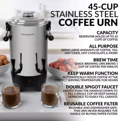 Coffee Makers Nostalgia 45-Cup Stainless Steel Quick Brewing Coffee Urn 9 Coffee Makers Nostalgia 45-Cup Stainless Steel Quick Brewing Coffee Urn -Dessert Makers Popular Store stainless steel nostalgia coffee urns cuds45ss c3 1000