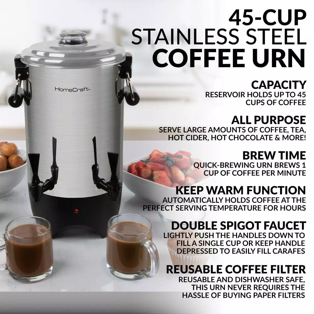 Coffee Makers Nostalgia 45-Cup Stainless Steel Quick Brewing Coffee Urn 4 Coffee Makers Nostalgia 45-Cup Stainless Steel Quick Brewing Coffee Urn - Image 2