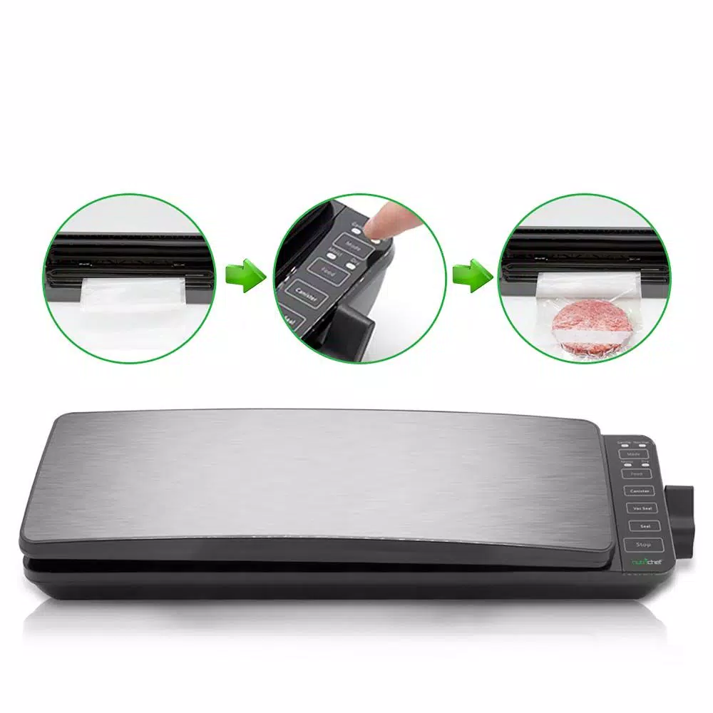 Food Processing NutriChef White With Reusable Vacuum Food Bags Stainless Steel Food Vacuum Sealer Electric Air Sealing Preserver System 7 Food Processing NutriChef White With Reusable Vacuum Food Bags Stainless Steel Food Vacuum Sealer Electric Air Sealing Preserver System - Image 5
