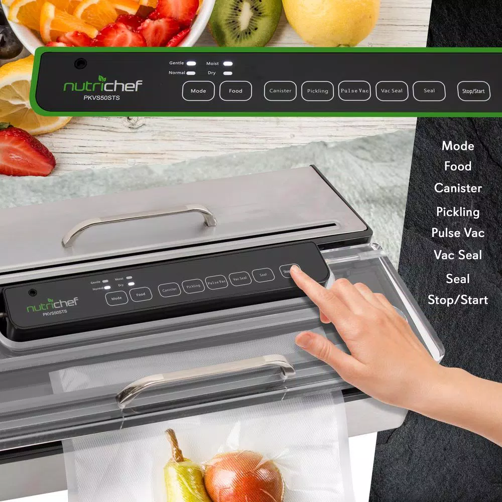 Food Processing NutriChef White Kitchen Pro Stainless Steel Food Vacuum Sealer System – Countertop Electric Air Seal Preserver With Air Vac Bags 9 Food Processing NutriChef White Kitchen Pro Stainless Steel Food Vacuum Sealer System – Countertop Electric Air Seal Preserver With Air Vac Bags - Image 7