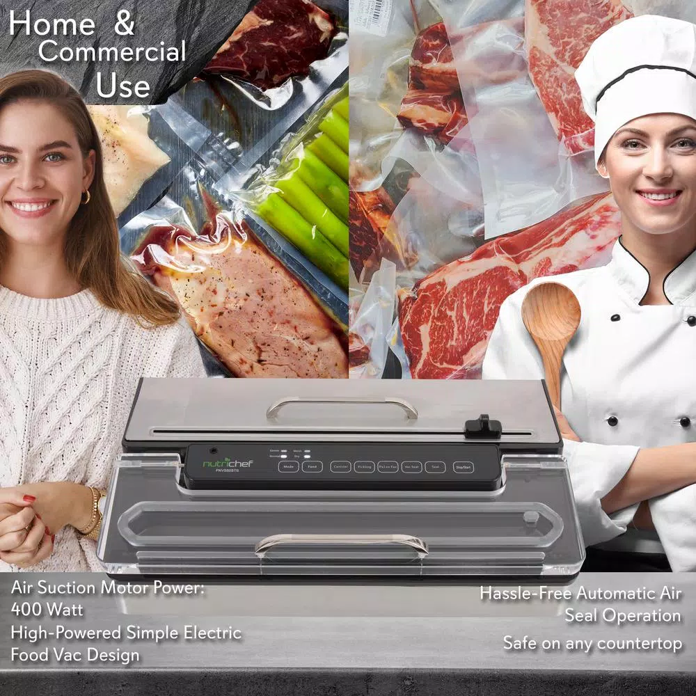 Food Processing NutriChef White Kitchen Pro Stainless Steel Food Vacuum Sealer System – Countertop Electric Air Seal Preserver With Air Vac Bags 4 Food Processing NutriChef White Kitchen Pro Stainless Steel Food Vacuum Sealer System – Countertop Electric Air Seal Preserver With Air Vac Bags - Image 2
